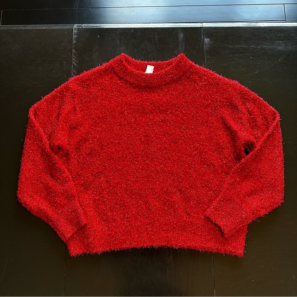 H&M Red Medium Crewneck Sparkley Sparkles Taylor Swift Party Club Night Out